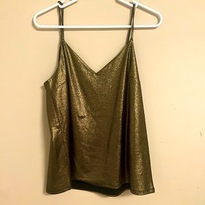 EXPRESS Metallic V-Neck Downtown Cami Gold NWT
